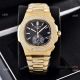 Clone Patek Philippe Nautilus Yellow Gold Diamond Bezel Chronograph Watches (7)_th.jpg